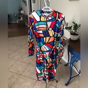 NWOT Color Block Pencil Bodycon Dress L